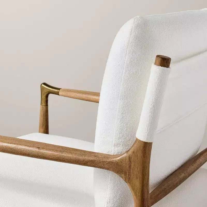 Boucle Upholstered Accent Arm Chair with Brass Details - Natural/Aged Oak - Hearth & Hand™ with Magnolia: Farmhouse Style, Exclusive