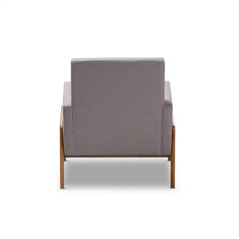 Perris Fabric Upholstered Walnut Wood Lounge Chair - Baxton Studio