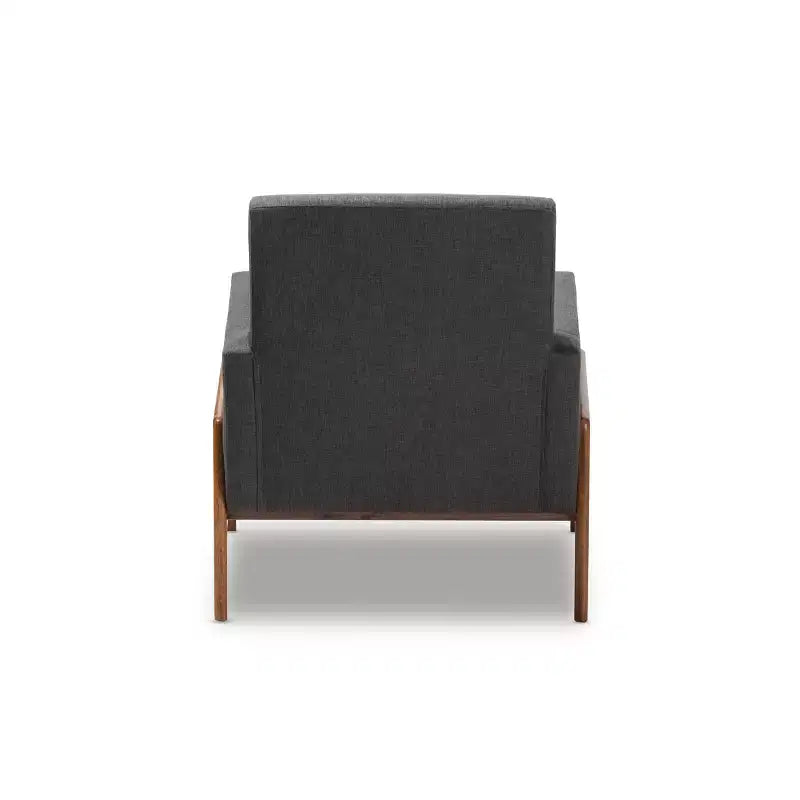 Perris Fabric Upholstered Walnut Wood Lounge Chair - Baxton Studio