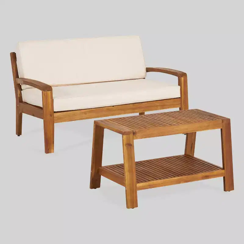 Ensemble de conversation d'extérieur 2 pièces en bois d'acacia Grenada - Christopher Knight Home