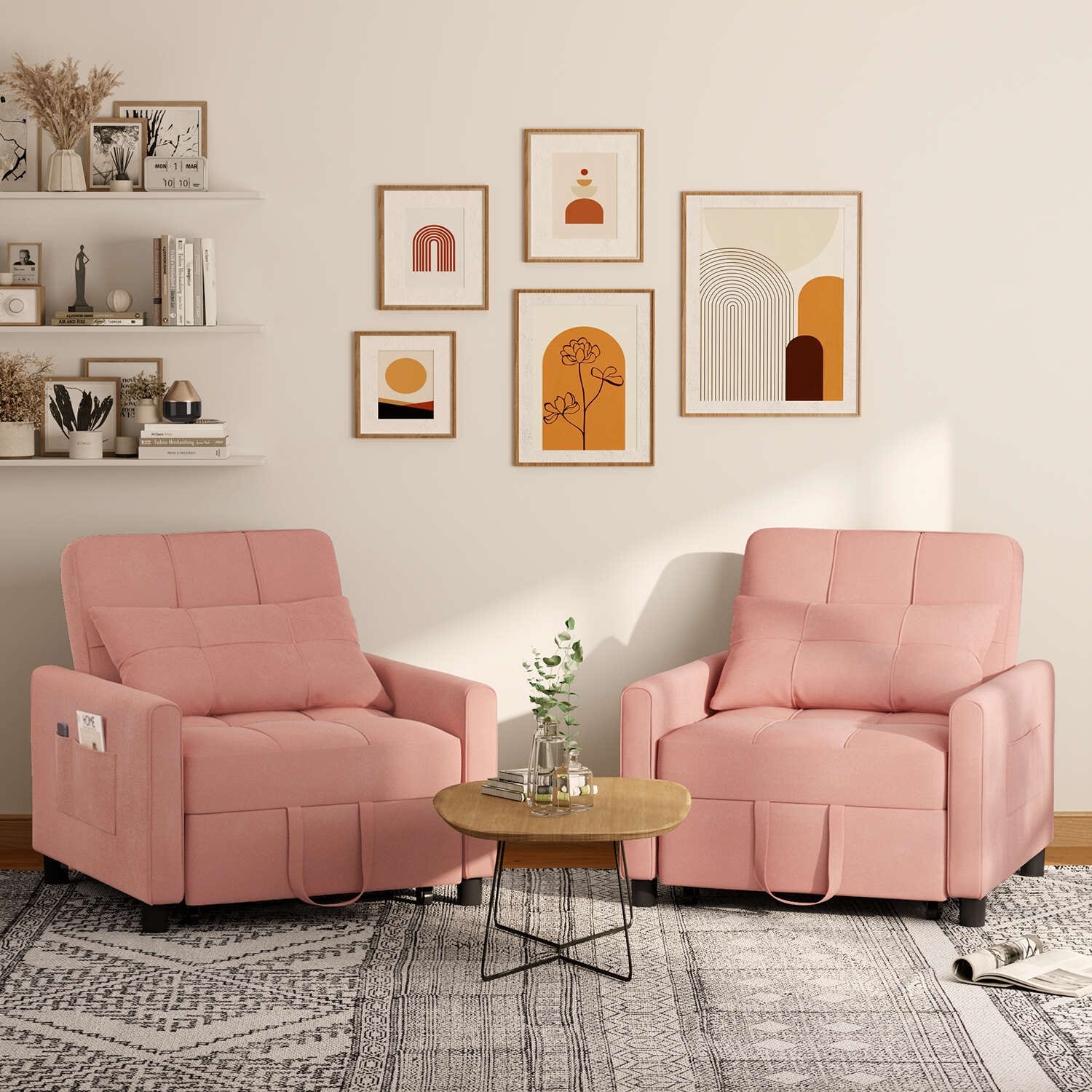 Canapé-lit convertible 3-en-1, Canapé-chaise dépliable, Lit pliant convertible pour salon