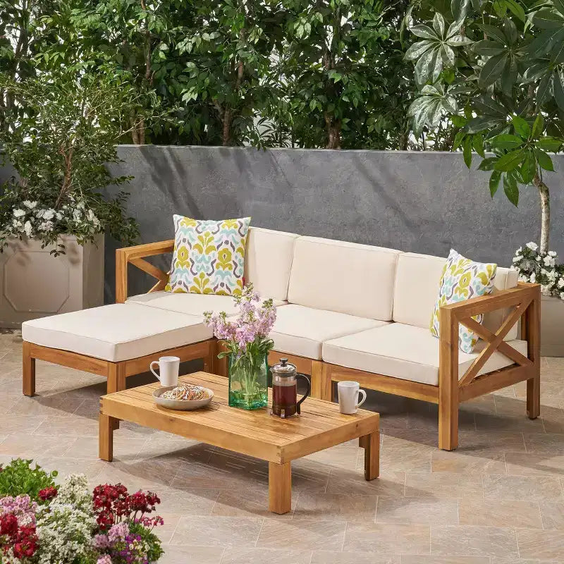 Alcove 5pc Acacia Wood Sofa Conversation Set - Christopher Knight Home