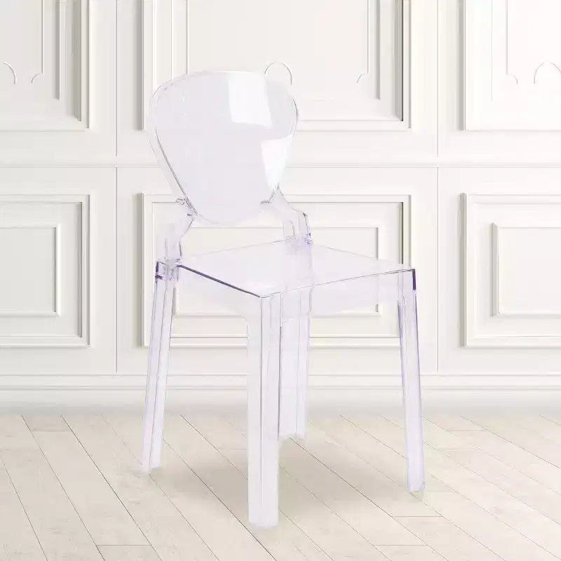 Chaise Ghost de Flash Furniture avec dossier en forme de larme en cristal transparent