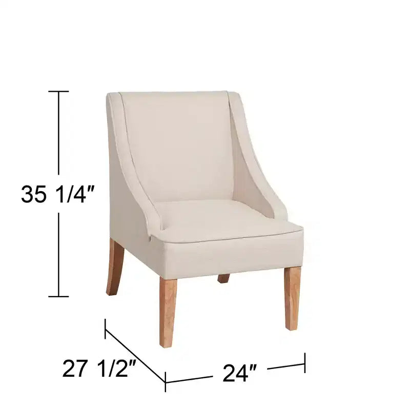 Fauteuil Elm Lane Dixon Ivory en tissu avec accoudoirs incurvés