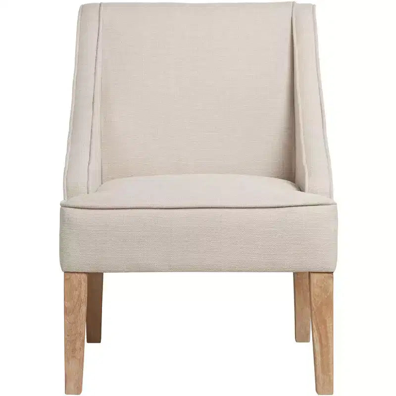 Fauteuil Elm Lane Dixon Ivory en tissu avec accoudoirs incurvés