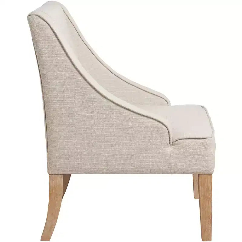 Fauteuil Elm Lane Dixon Ivory en tissu avec accoudoirs incurvés