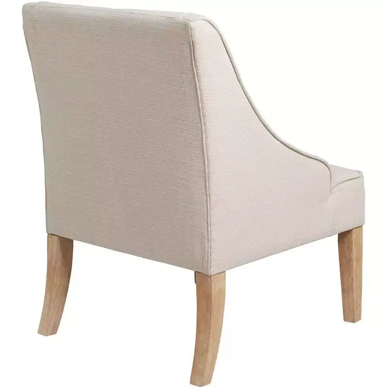 Fauteuil Elm Lane Dixon Ivory en tissu avec accoudoirs incurvés