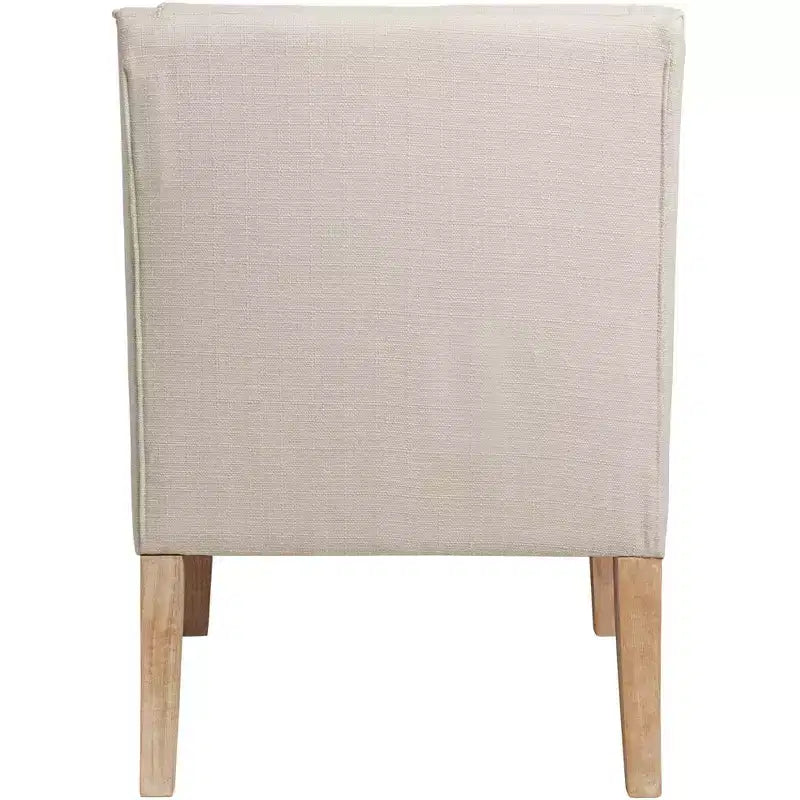 Fauteuil Elm Lane Dixon Ivory en tissu avec accoudoirs incurvés