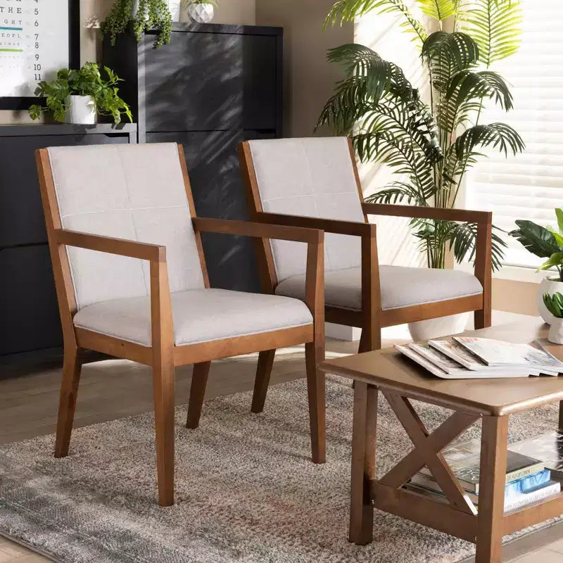 Ensemble de 2 fauteuils d'appoint de salon en tissu Theresa - Baxton Studio