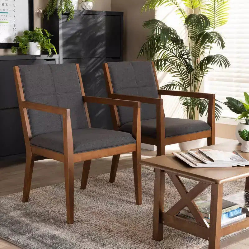 Ensemble de 2 fauteuils d'appoint de salon en tissu Theresa - Baxton Studio