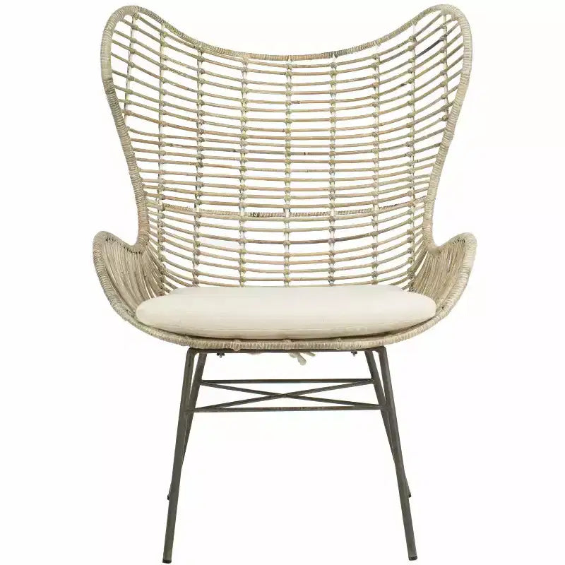 Malia Rattan Wingback Armchair - ACH6500 - White/Grey White Wash - Safavieh