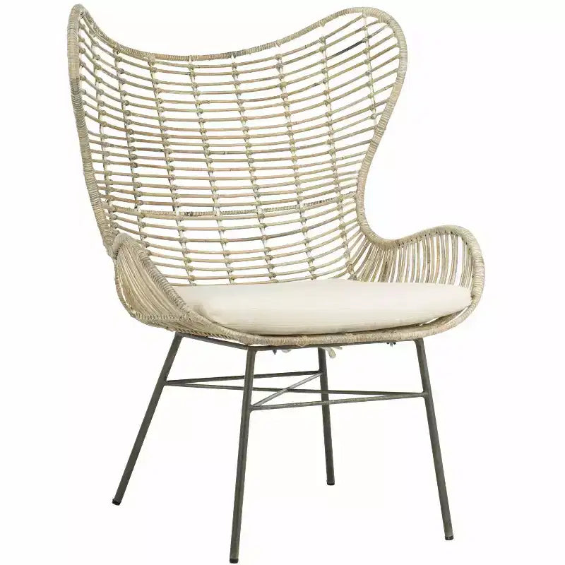 Malia Rattan Wingback Armchair - ACH6500 - White/Grey White Wash - Safavieh