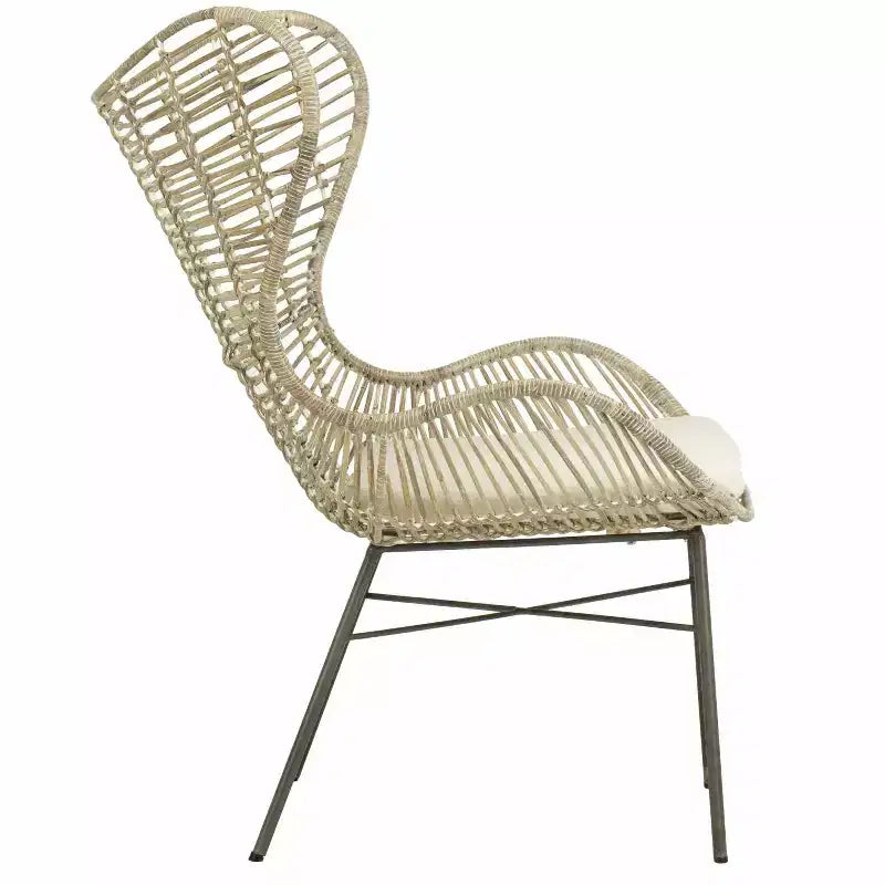Malia Rattan Wingback Armchair - ACH6500 - White/Grey White Wash - Safavieh