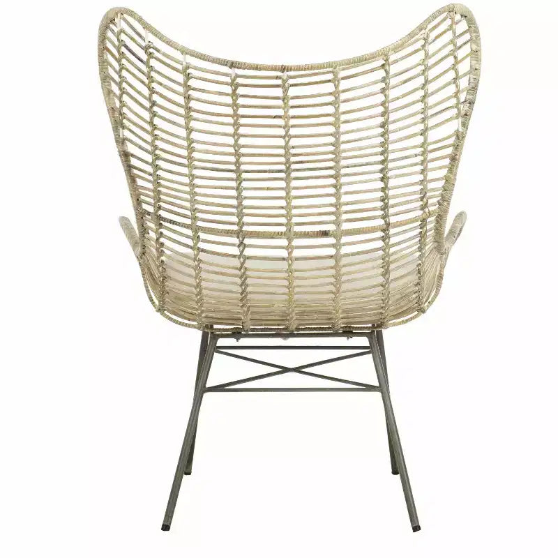 Malia Rattan Wingback Armchair - ACH6500 - White/Grey White Wash - Safavieh