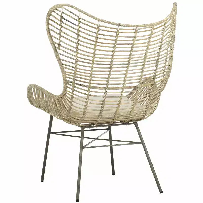 Malia Rattan Wingback Armchair - ACH6500 - White/Grey White Wash - Safavieh