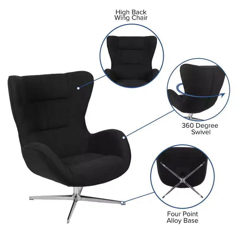 Fauteuil d'appoint rétro pivotant Emma and Oliver Home and Office