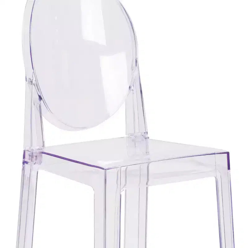 Tabouret de bar Ghost Emma et Oliver avec dossier ovale en cristal transparent