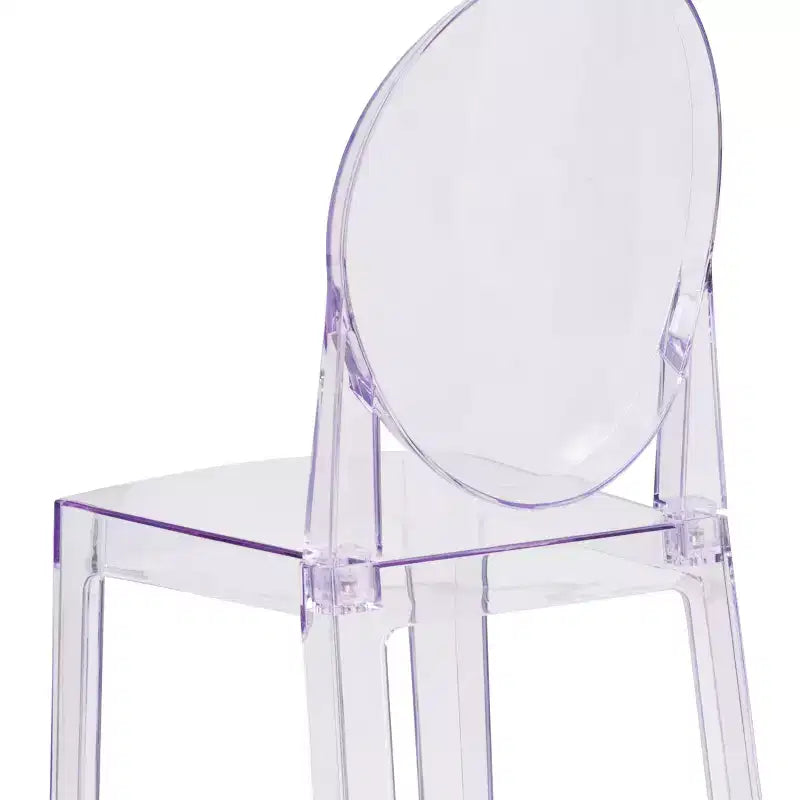 Tabouret de bar Ghost Emma et Oliver avec dossier ovale en cristal transparent