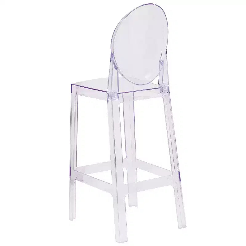 Tabouret de bar Ghost Emma et Oliver avec dossier ovale en cristal transparent