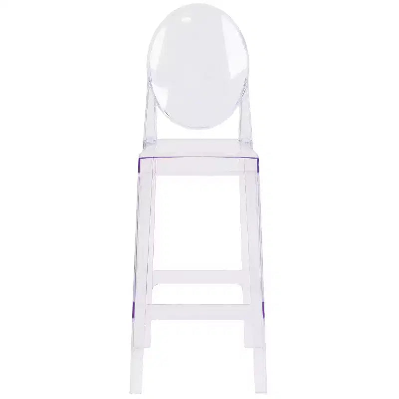 Tabouret de bar Ghost Emma et Oliver avec dossier ovale en cristal transparent