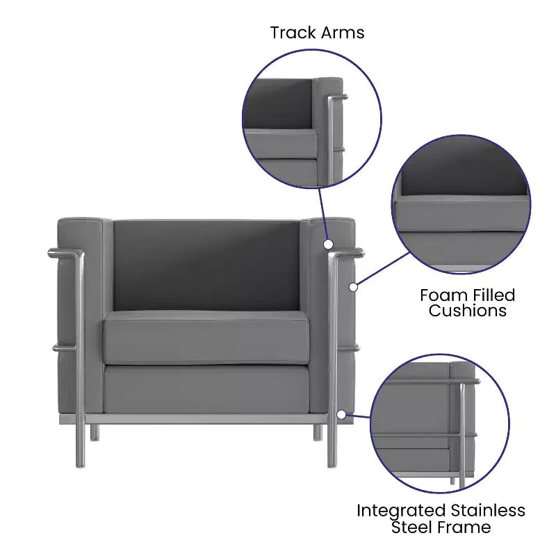 Fauteuil contemporain Emma et Oliver en similicuir avec double cadre enrobant