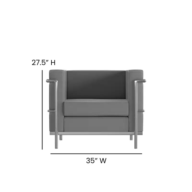 Fauteuil contemporain Emma et Oliver en similicuir avec double cadre enrobant