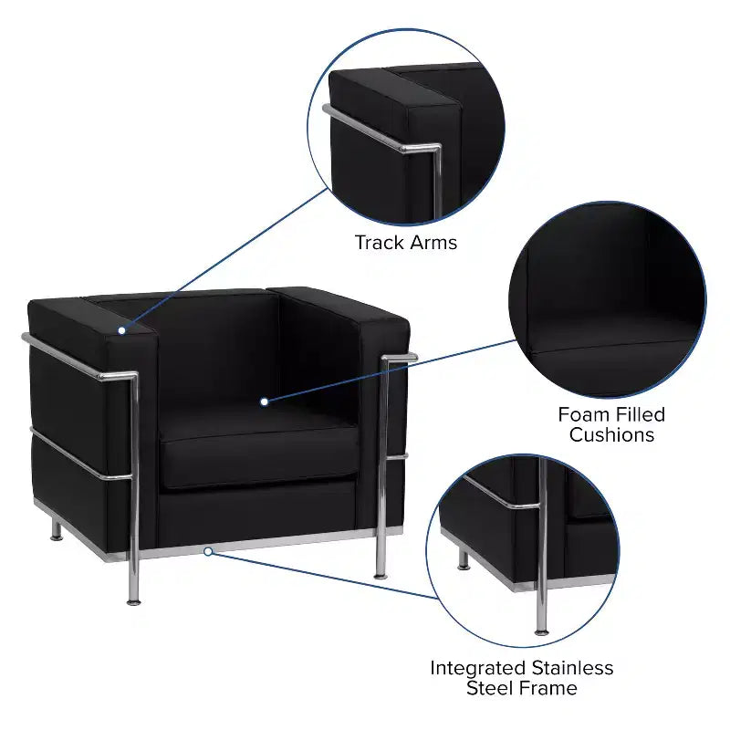 Fauteuil contemporain Emma et Oliver en similicuir avec double cadre enrobant
