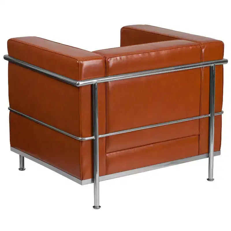 Fauteuil contemporain Emma et Oliver en similicuir avec double cadre enrobant
