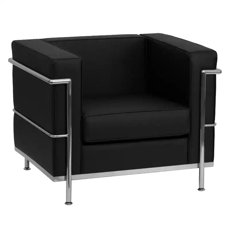 Fauteuil contemporain Emma et Oliver en similicuir avec double cadre enrobant
