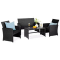 Ensemble de meubles de conversation de patio en osier d'extérieur 4 pièces Best Choice Products avec table et coussins