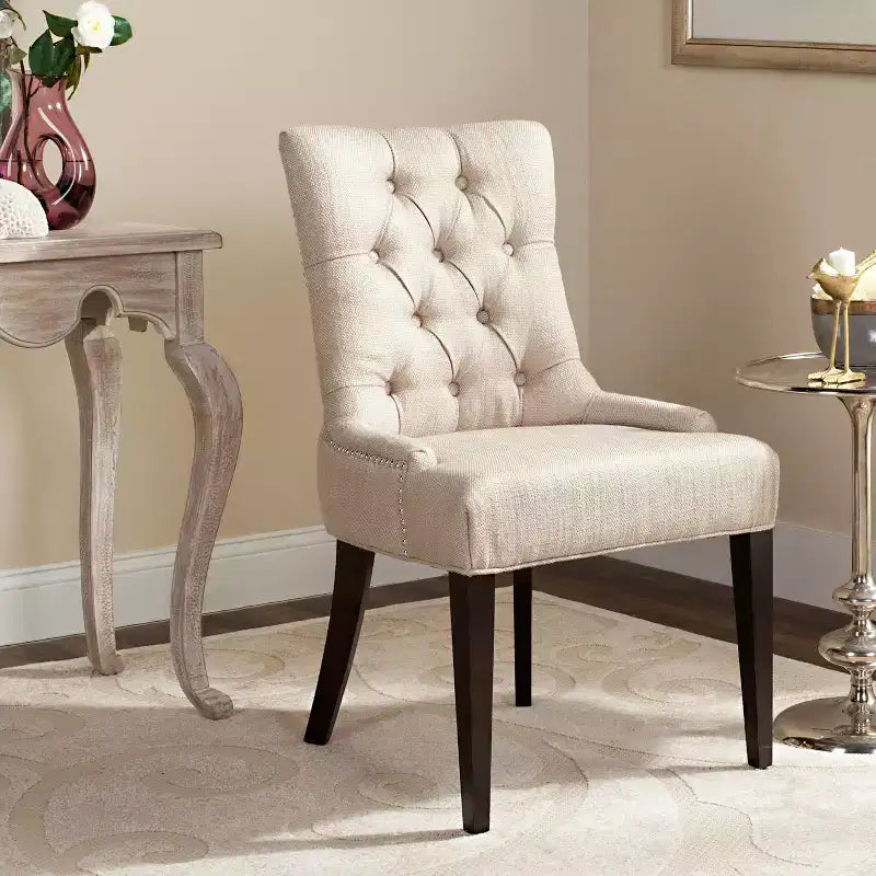 Chaise de salle à manger capitonnée Amanda 19 H avec clous décoratifs - MCR4515 - Safavieh Couture