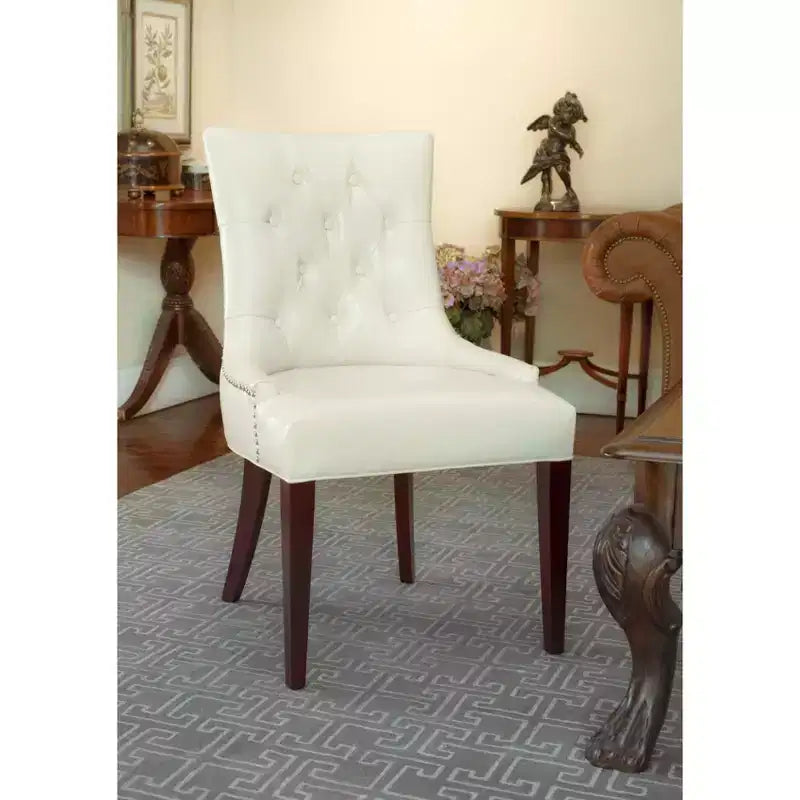 Chaise de salle à manger capitonnée Amanda 19 H avec clous décoratifs - MCR4515 - Safavieh Couture