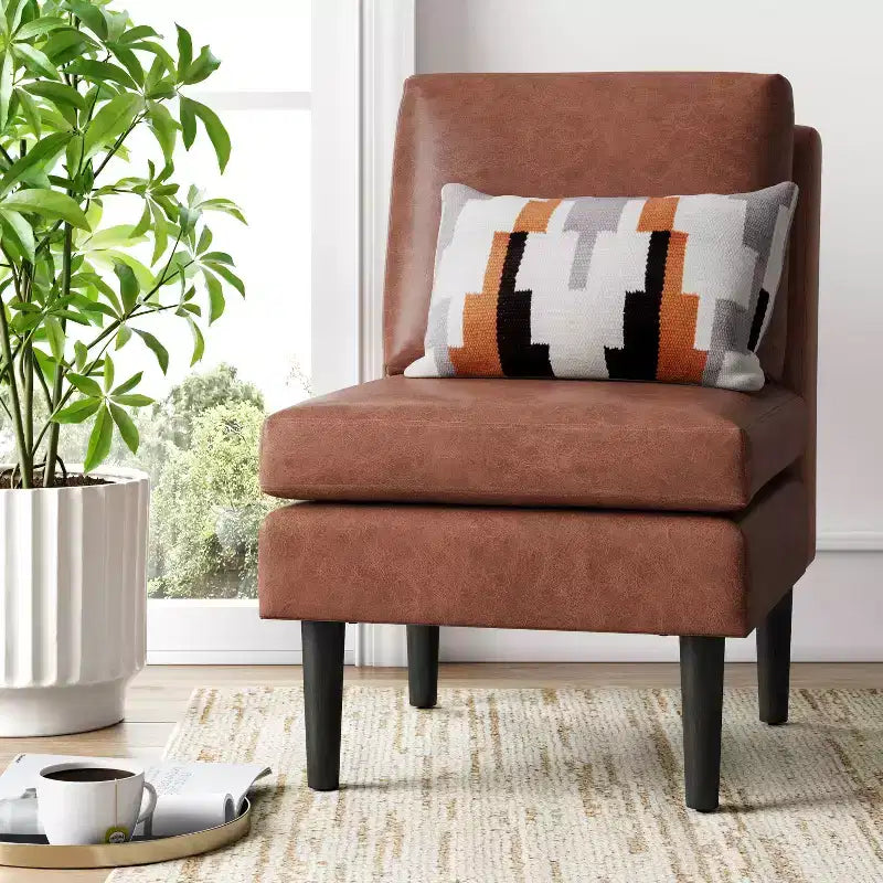 Gelbin Faux Leather Slipper Chair with Wood Legs - Threshold