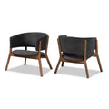 2pc Baron Fabric Upholstered and Wood Living Room Accent Chair Set - Baxton Studio
