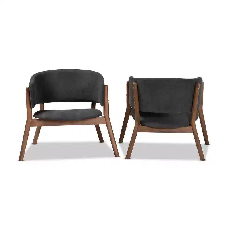 Ensemble de 2 fauteuils d'appoint Baron en tissu et bois pour salon - Baxton Studio