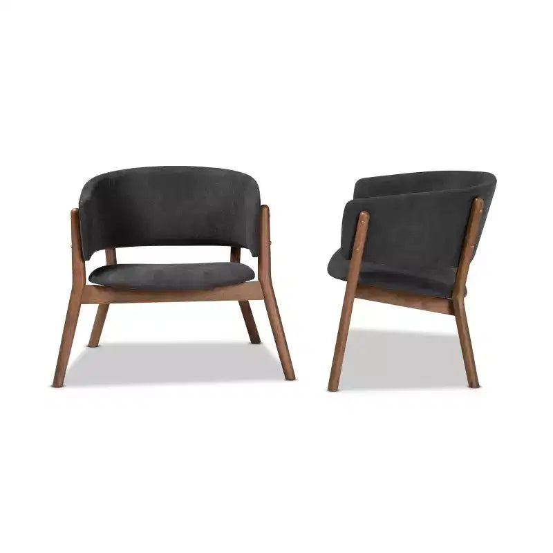 Ensemble de 2 fauteuils d'appoint Baron en tissu et bois pour salon - Baxton Studio