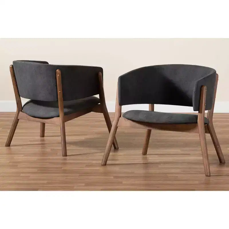 Ensemble de 2 fauteuils d'appoint Baron en tissu et bois pour salon - Baxton Studio