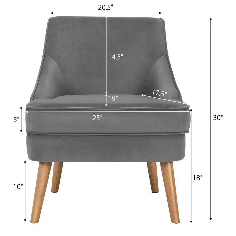 Costway Lot de 2 fauteuils d'appoint en velours avec pieds en bois d'hévéa Rose/Vert/Gris