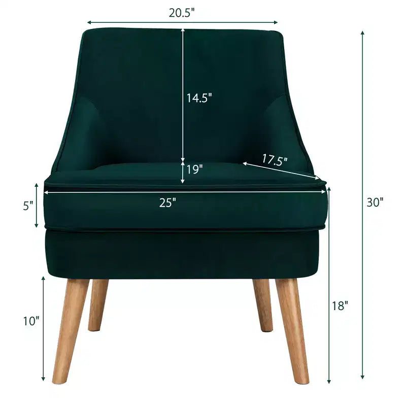 Costway Lot de 2 fauteuils d'appoint en velours avec pieds en bois d'hévéa Rose/Vert/Gris