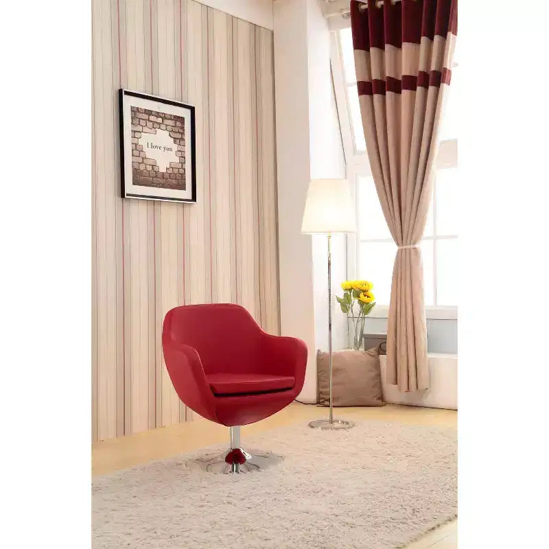 Caisson Faux Leather Swivel Accent Chair - Manhattan Comfort
