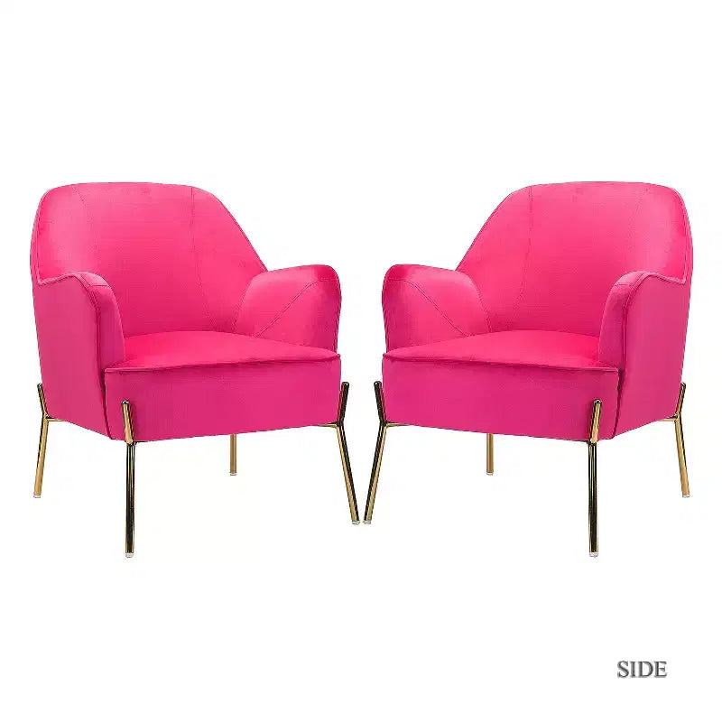 Odo Velvet Accent Comfy Living Room Arm Chair Upholstered Padded Seat Set of 2 | Karat Home