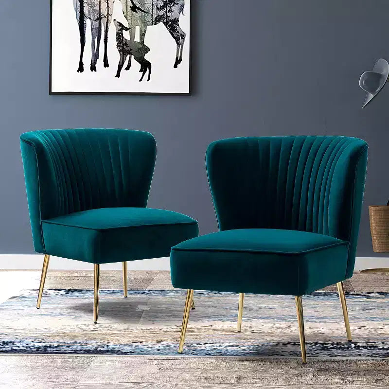 Lot de 2 chaises d'appoint Quentin en velours avec siège rembourré | Karat Home