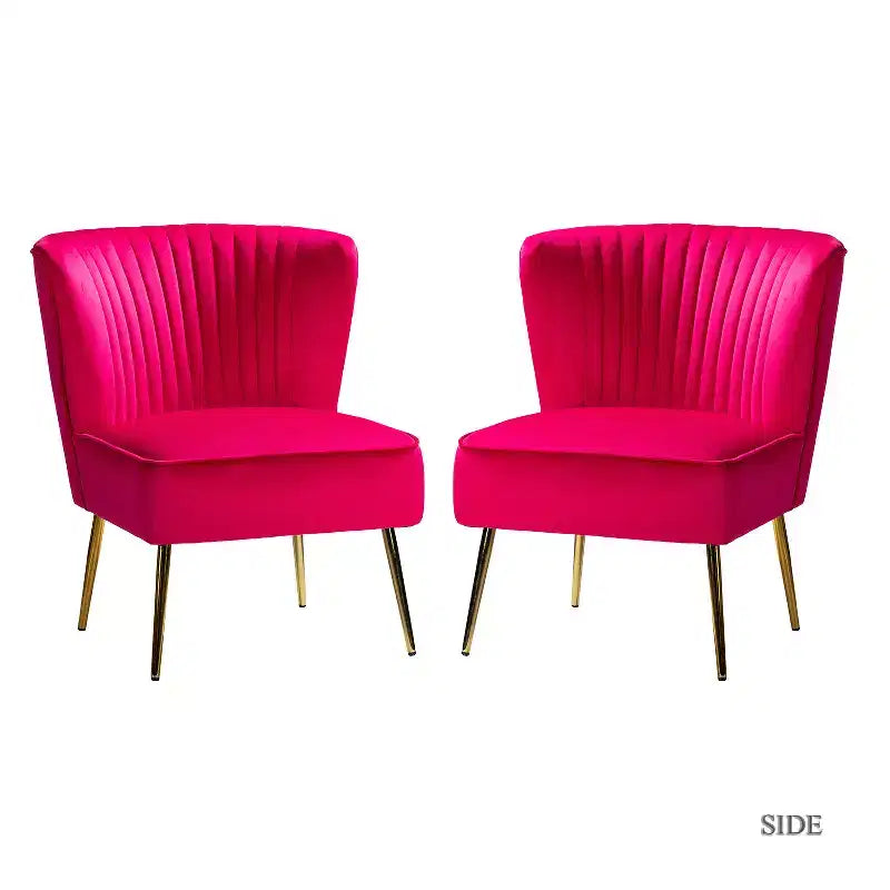 Quentin Velvet Accent Side Chair with Padded Seat Set of 2 | Karat Home