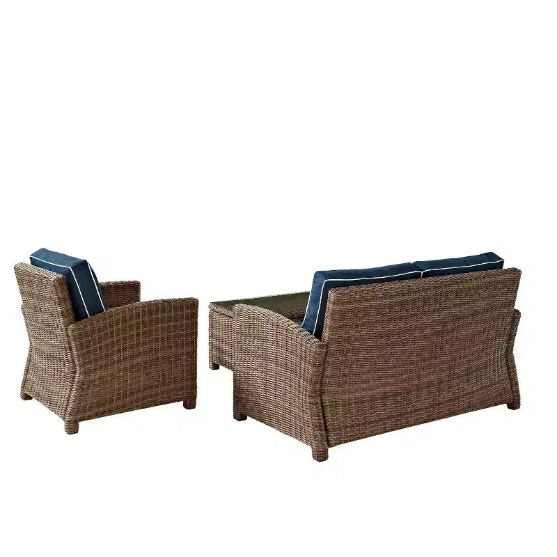 Ensemble de conversation d'extérieur 3 pièces Bradenton avec causeuse et fauteuil avec table basse – Crosley