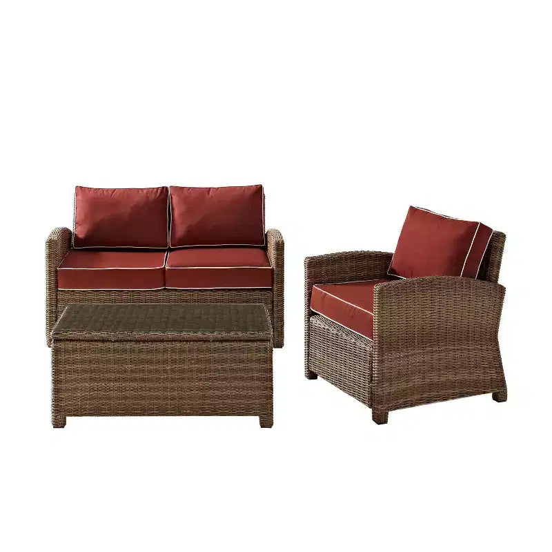 Ensemble de conversation d'extérieur 3 pièces Bradenton avec causeuse et fauteuil avec table basse – Crosley