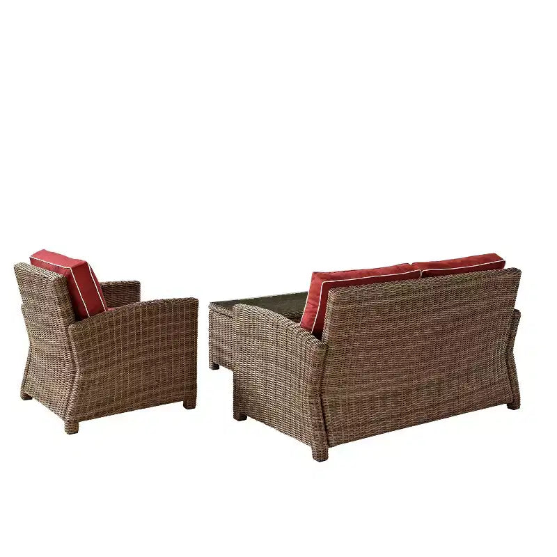 Ensemble de conversation d'extérieur 3 pièces Bradenton avec causeuse et fauteuil avec table basse – Crosley