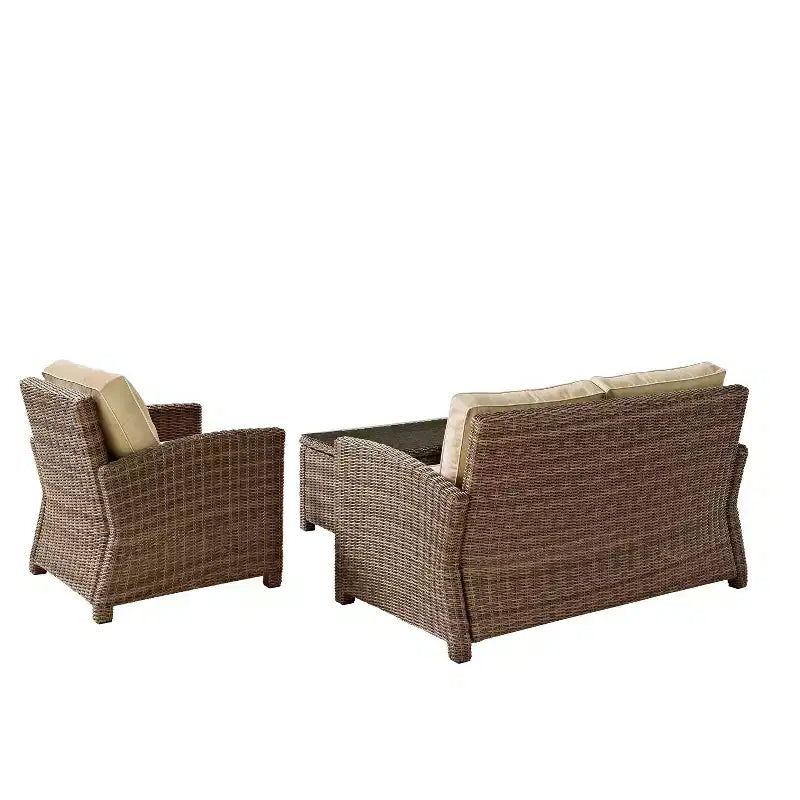 Ensemble de conversation d'extérieur 3 pièces Bradenton avec causeuse et fauteuil avec table basse – Crosley