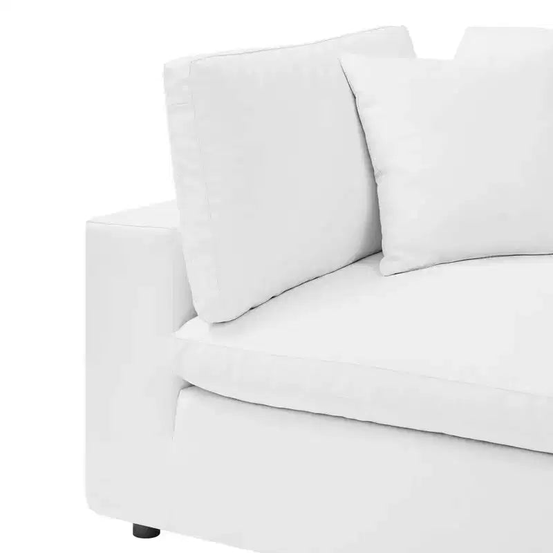 Commix Chaise d'Angle surdimensionnée en Similicuir Rembourrée de Duvet - Modway