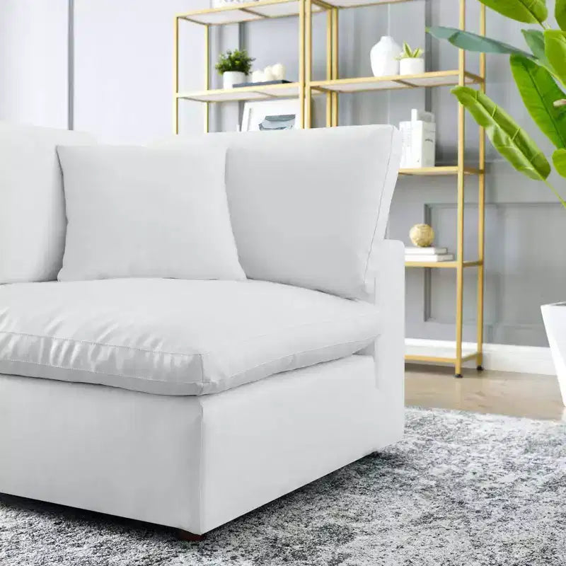 Commix Chaise d'Angle surdimensionnée en Similicuir Rembourrée de Duvet - Modway