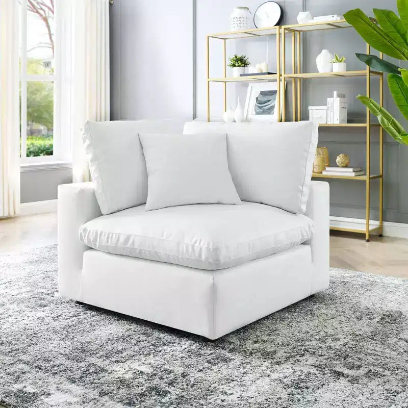 Commix Chaise d'Angle surdimensionnée en Similicuir Rembourrée de Duvet - Modway